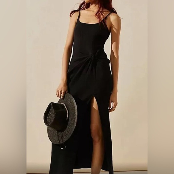 Free People Dresses & Skirts - Free People Black Maxi Slip Dress with Side Slit